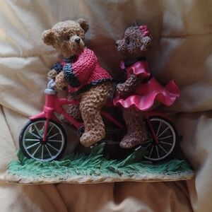 Adorable Bear Figurine on Bicycle